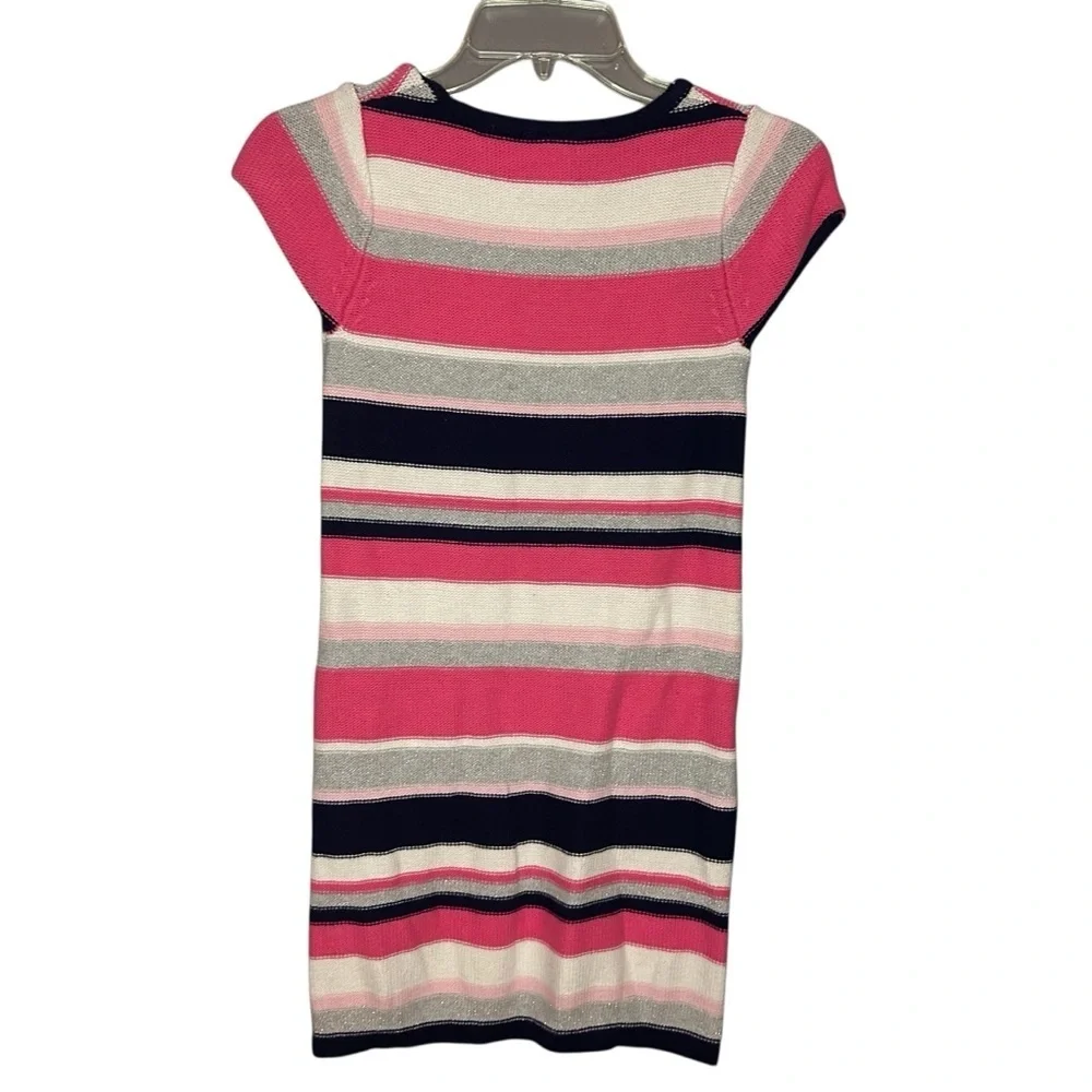 Gymboree Girls Striped Sweater Dress Pink Navy Cotton Size 10 Pockets